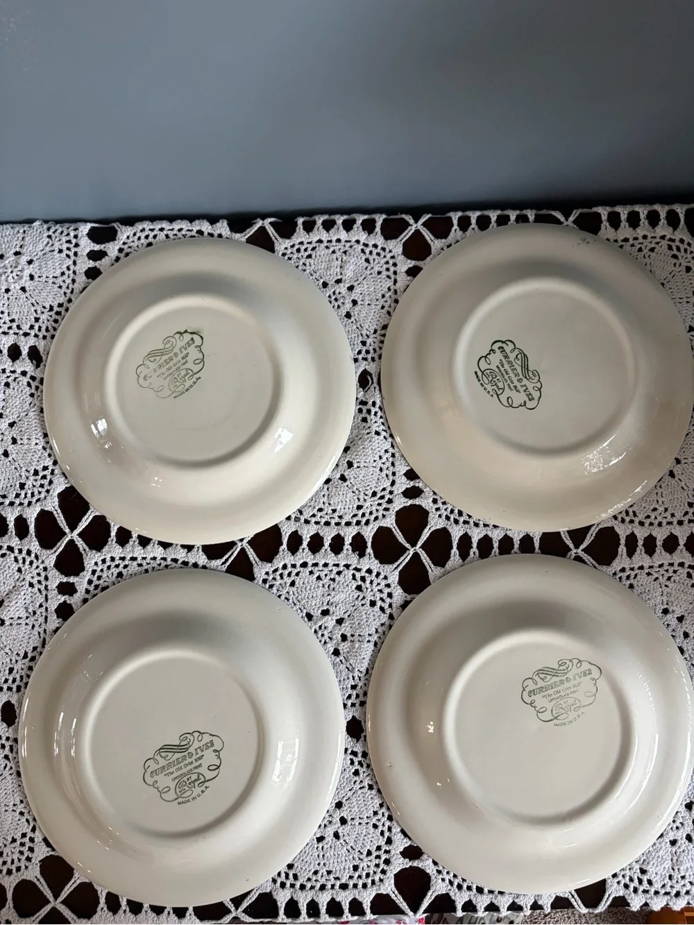 Currier and Ives The Old Grist Mill By Royal Ceramic Dinner Plates - Set of 4